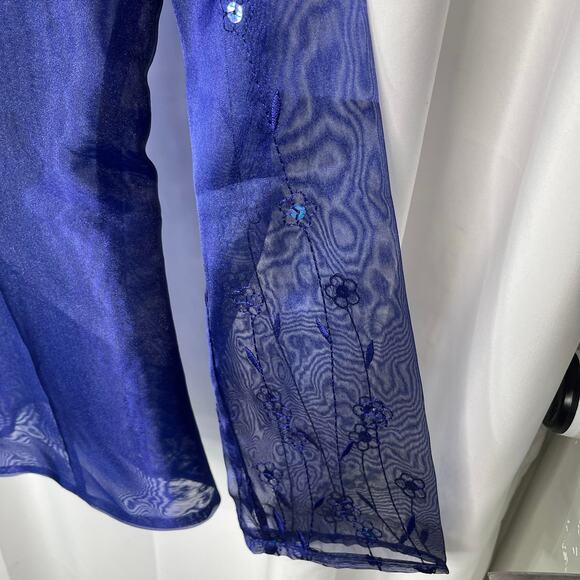 eNite Collection shirt blouse top women's 10 formal semi-formal blue purple - Picture 2 of 16